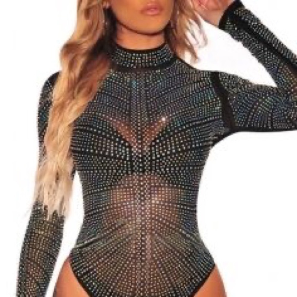 Sheer Rhinestone Bodysuit - Picture 6 of 6